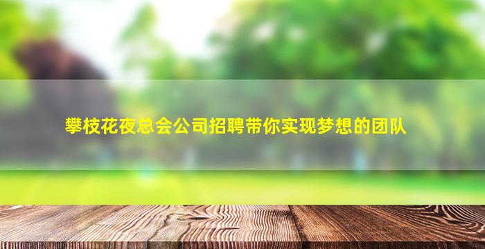 攀枝花夜总会公司招聘带你实现梦想的团队